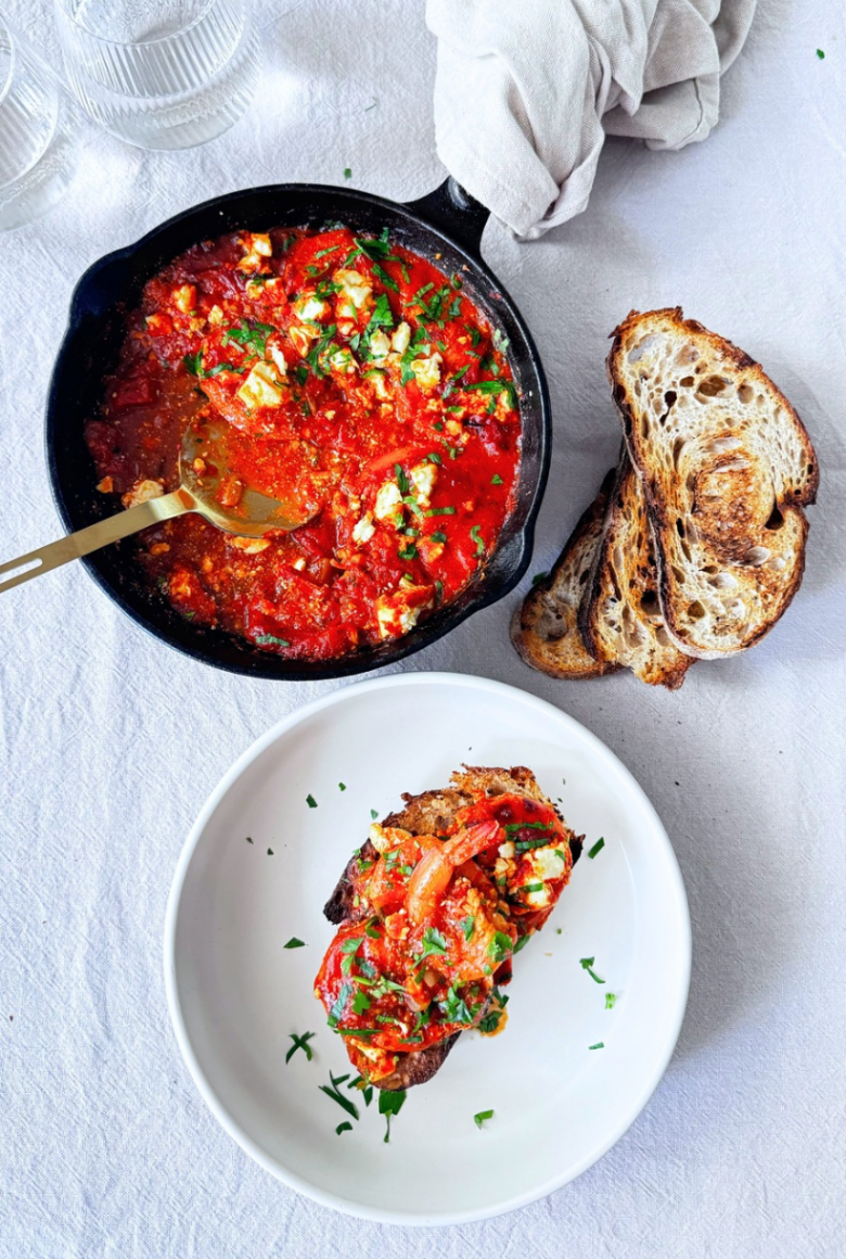 Creveți Saganaki